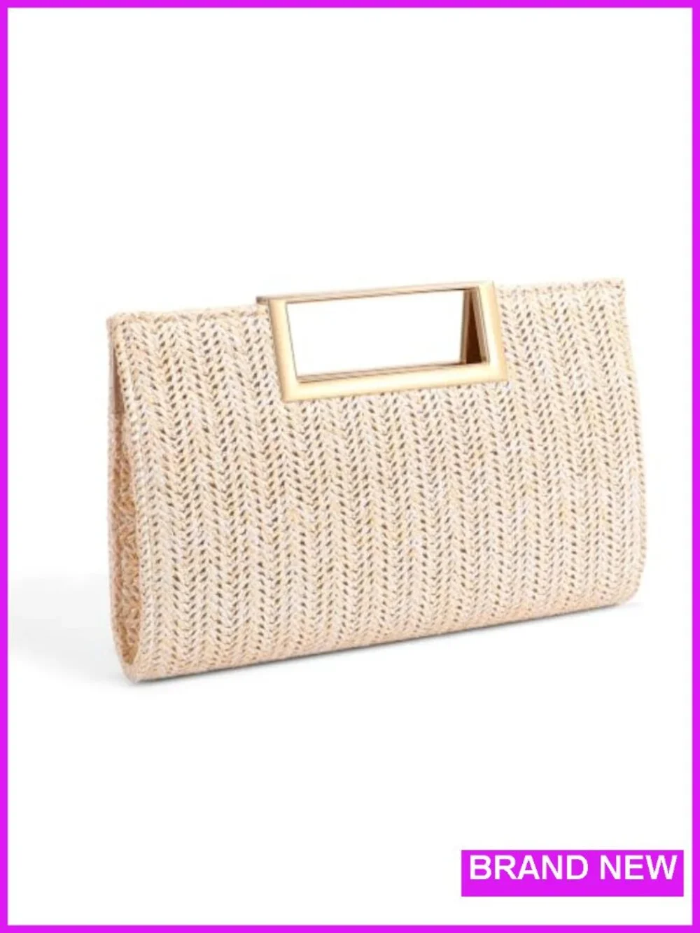 Straw Clutch Purse with Detachable Chain for Wedding Party Evening Bag